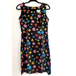 Vintage 1980s E.D. Michaels by Melanie Druker black floral dress size 6